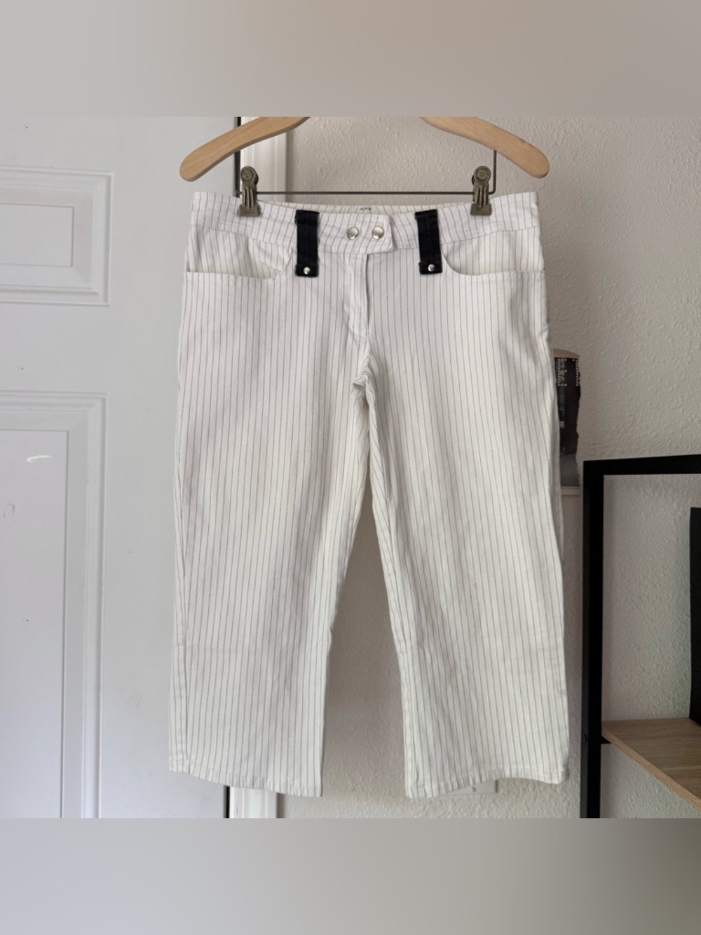 LIP SERVICE white black cotton pin striped goth punk grunge Capri pants